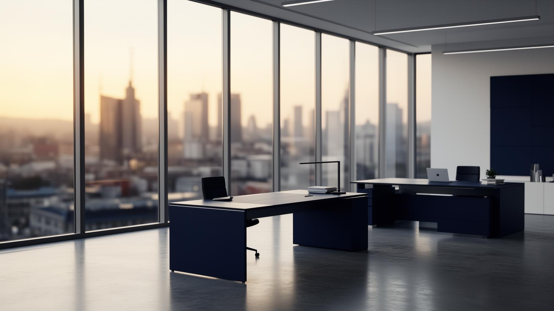 Modernes Büro mit Blick auf die Skyline — Gewerbeleasing